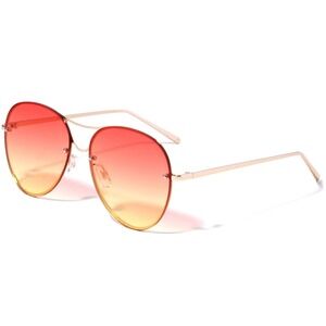 Rimless Sunglasses Women Oversized Fashion Trendy Orange Yellow Lens‎ Festival